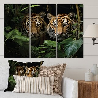 Designart "Asian Art Tigers In Jungle II" Asian Art Wall Decor Set ...
